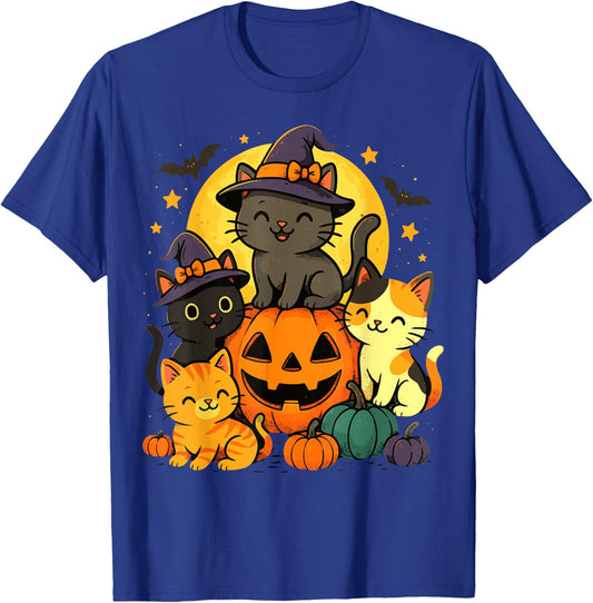 Halloween Kawaii Cats Pumpkin Funny Cat T-Shirt - T-Shirt | Royal