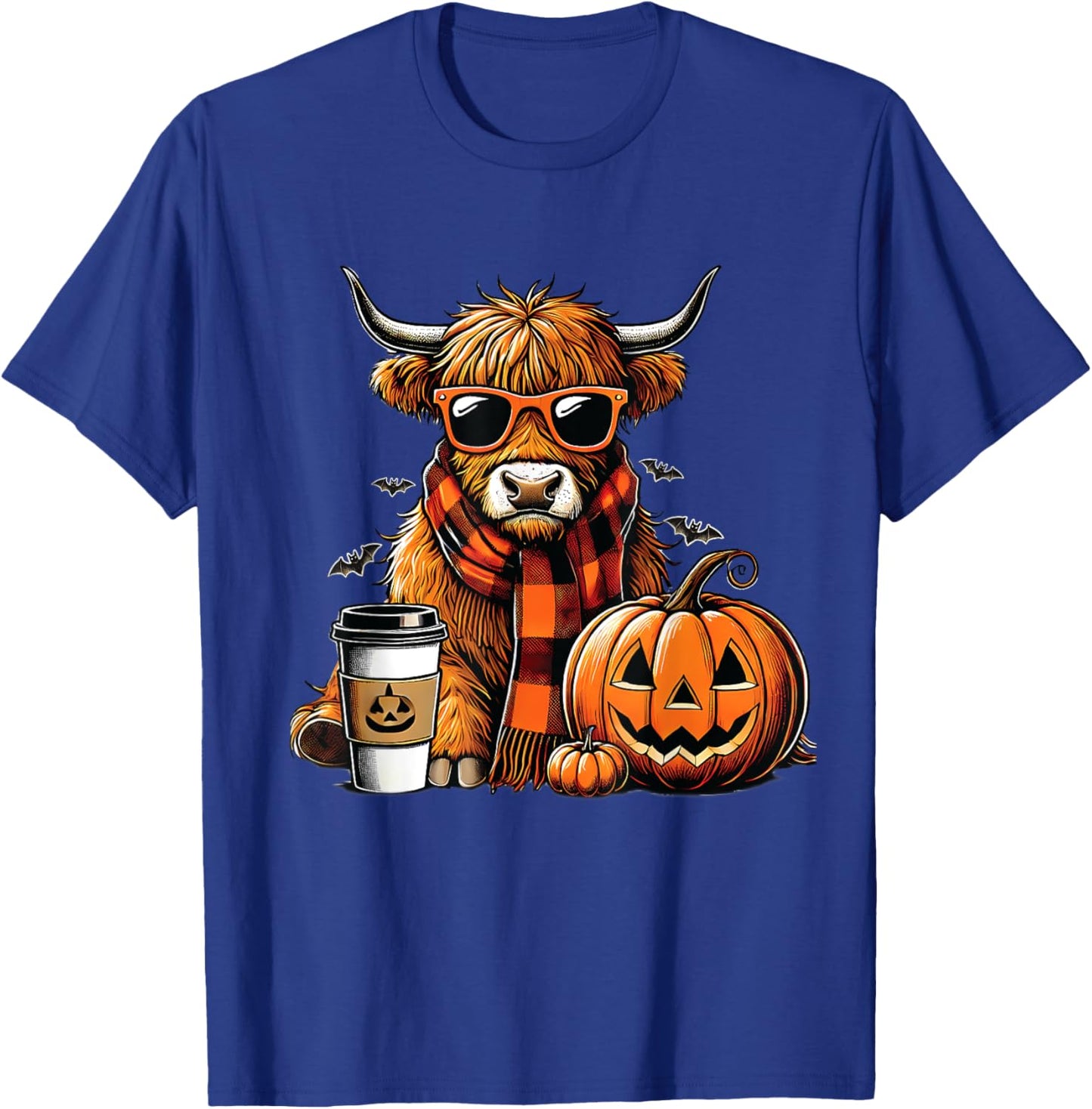 Animal lovers Highland cow Witch Hat celebrating Halloween T-Shirt - T-Shirt | Royal
