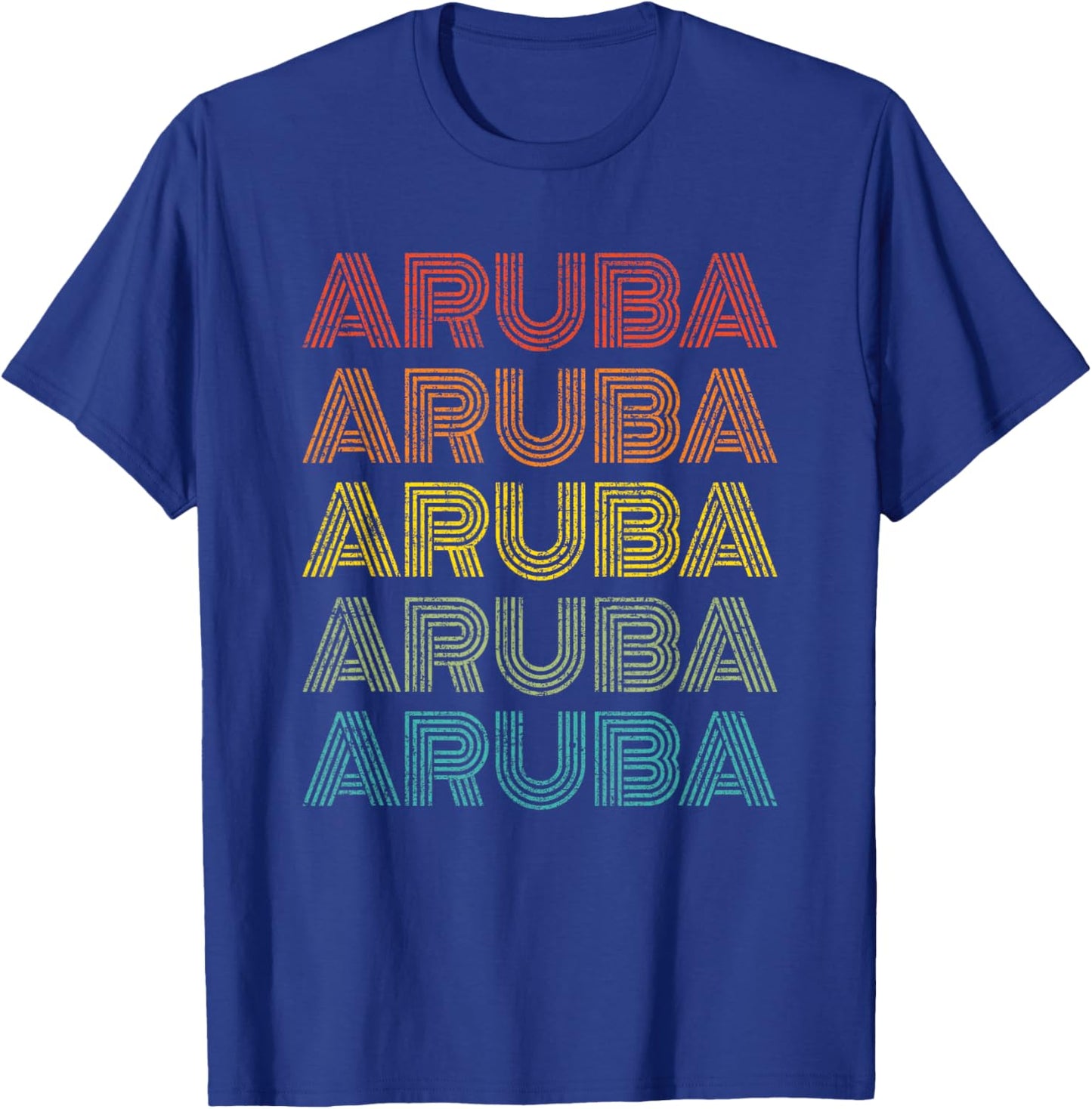 Vintage Aruba Cruise Vacation Souvenir Boys Girls Retro Text T-Shirt - T-Shirt | Royal