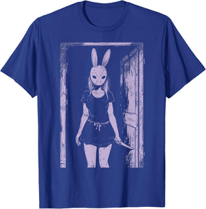 Horror Girl Bunny Mask Slasher Rabbit Pastel Goth Creepy T-Shirt - T-Shirt | Royal