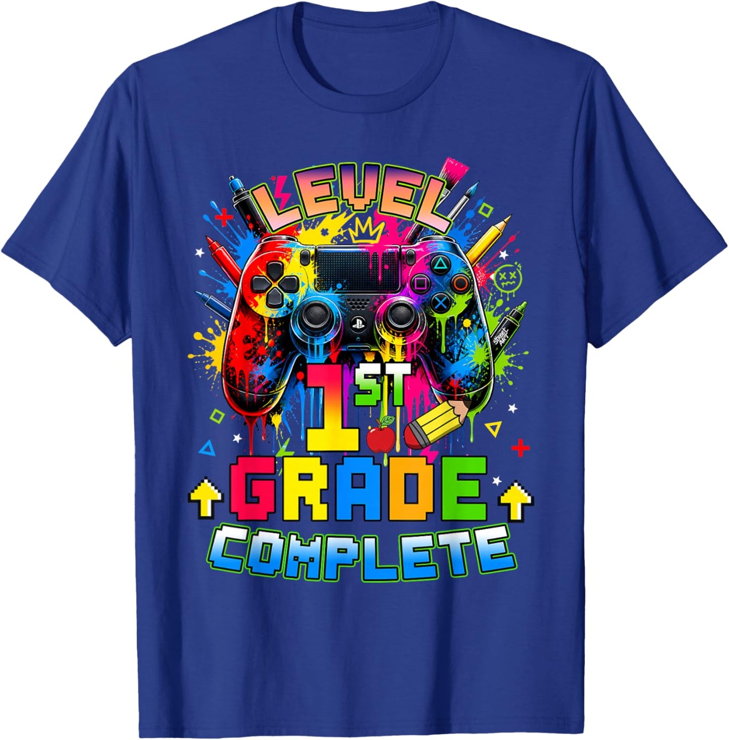 Level 1st Grade Complete Graduation Last Day of School Boys T-Shirt - T-Shirt | Royal