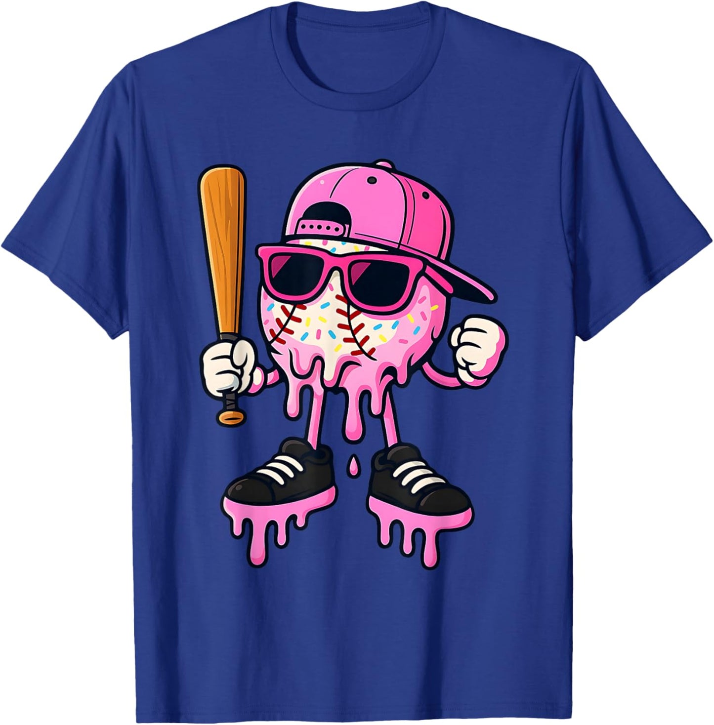 Baseball Drip Ice Cream – Pink Icecream Baseball Girls Kids T-Shirt - T-Shirt | Royal