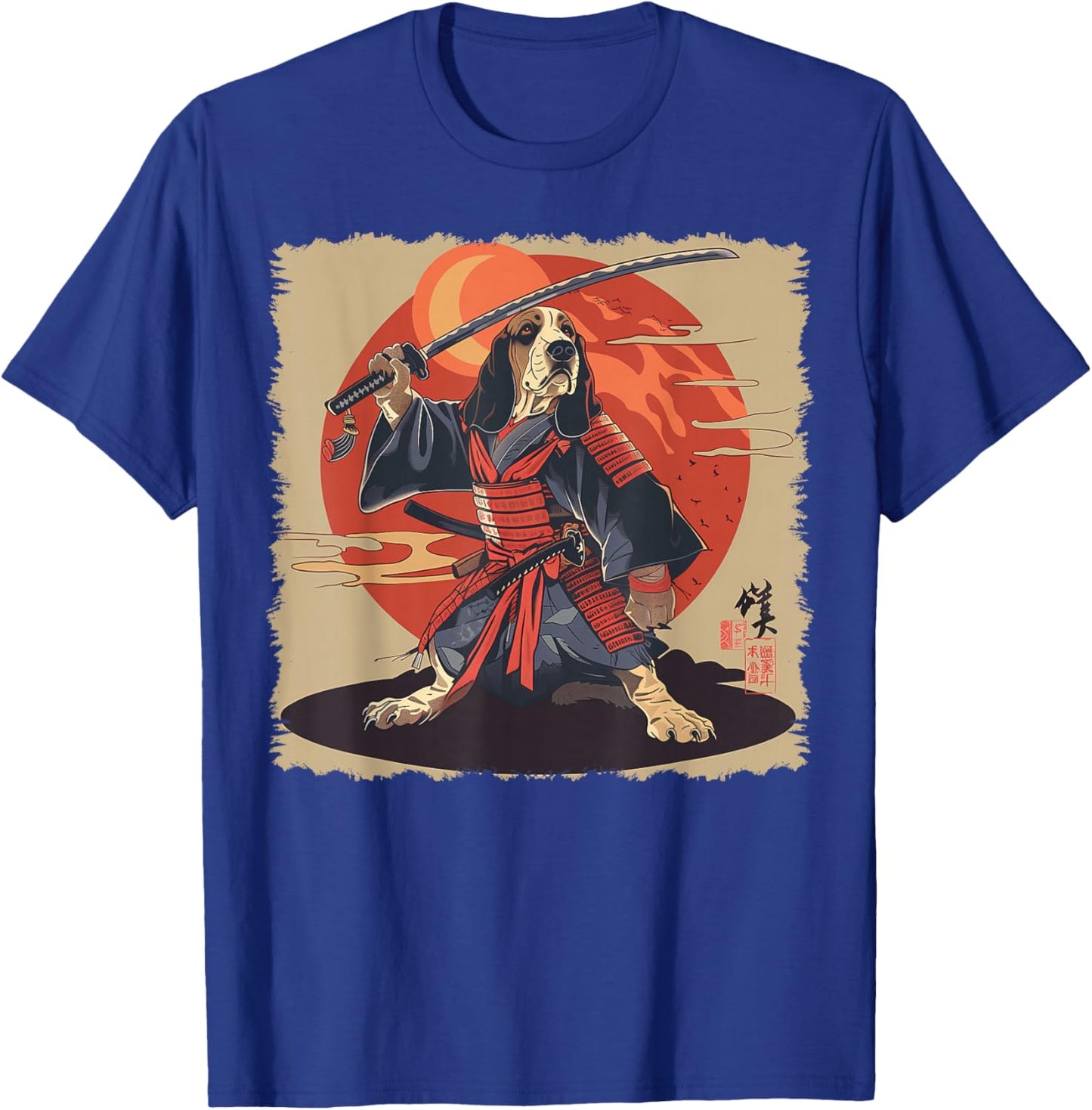 Basset Hound Dog Japanese Art Samurai Ukiyo-e T-Shirt - T-Shirt | Royal