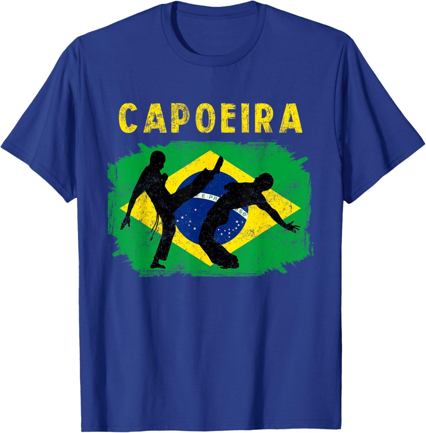Vintage Capoeira Brazilian Flag Martial Arts Dance Fighter T-Shirt - T-Shirt | Royal