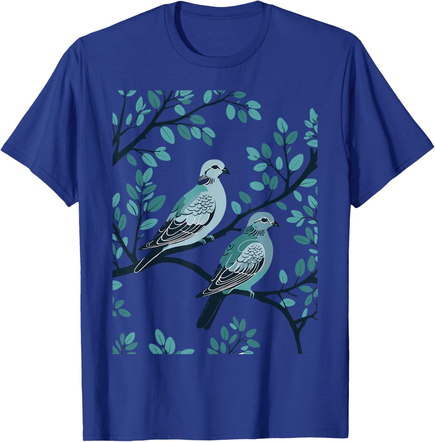 Two Turtle Doves Cut-Out Stencil-Style 3 T-Shirt - T-Shirt | Royal