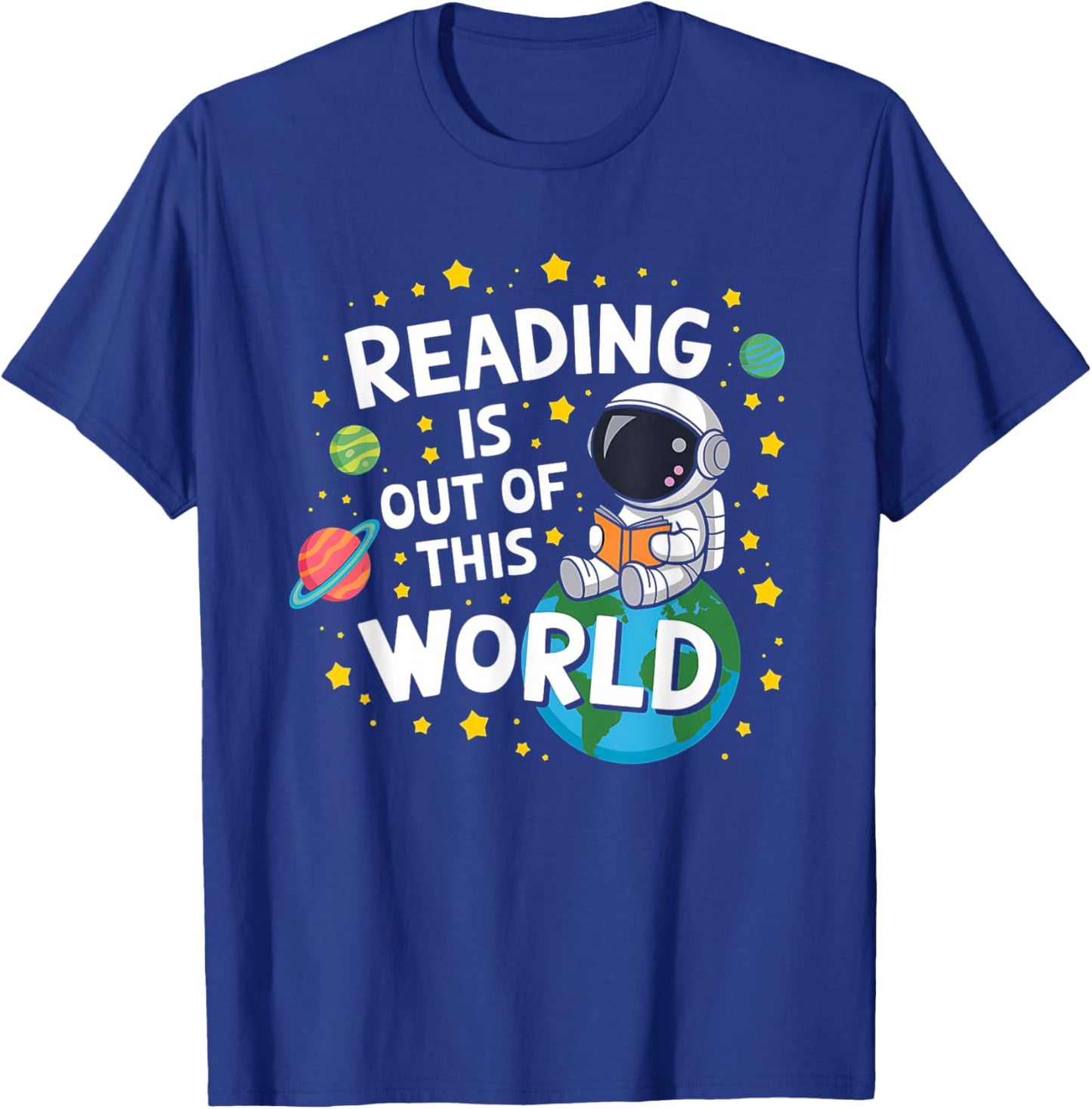 Reading Is Out Of This World Space Funny Books Lover Kids T-Shirt - T-Shirt | Royal