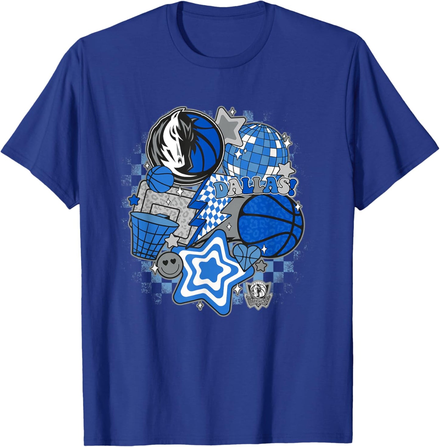 NBA Dallas Mavericks Psychedelic Basketball Collage T-Shirt - T-Shirt | Royal