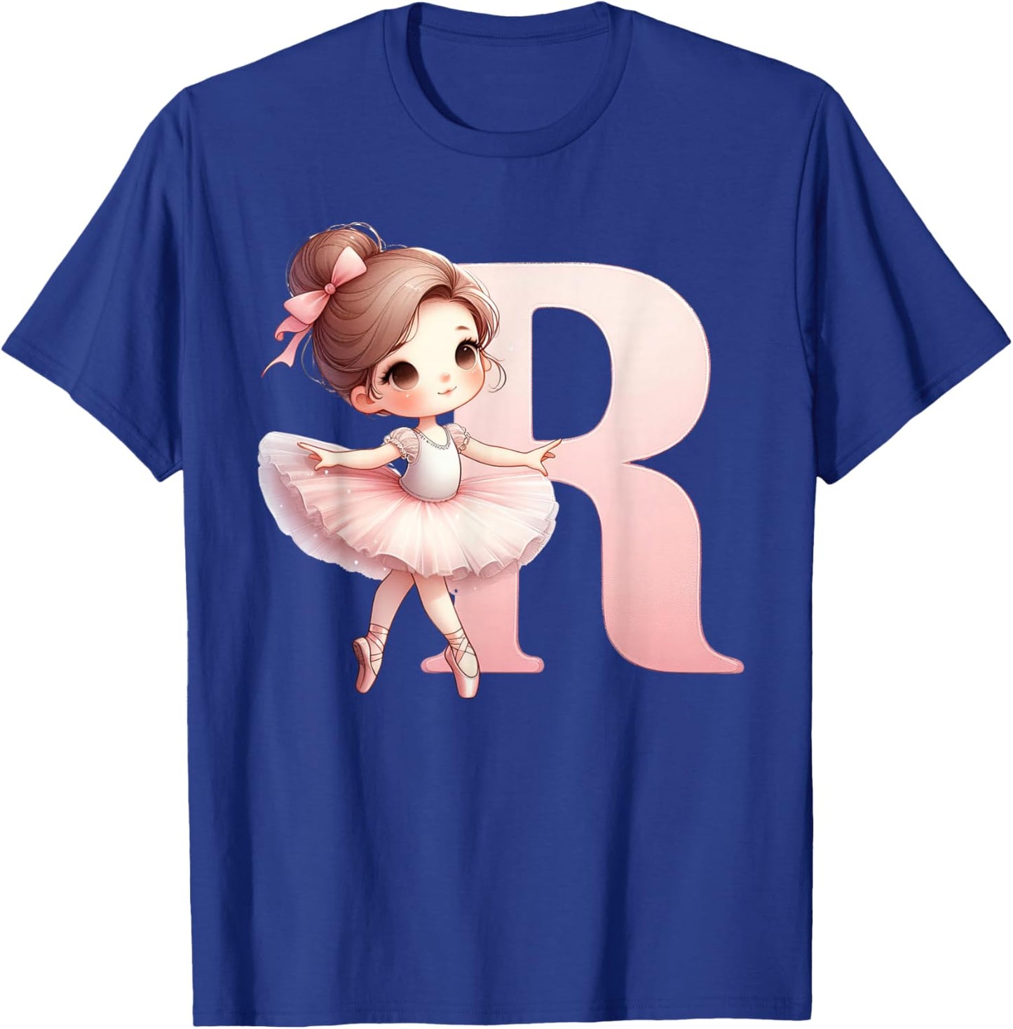 Ballerina Girl Dancing Name First Letter R Girly Tutu Ballet T-Shirt - T-Shirt | Royal