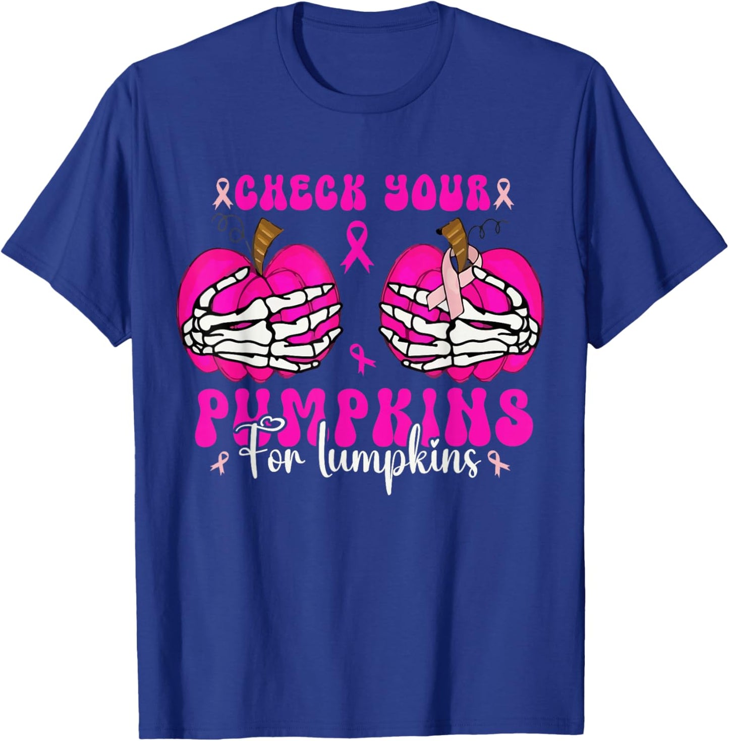 Check Your Pumpkins Breast Cancer Awareness Halloween Women T-Shirt - T-Shirt | Royal