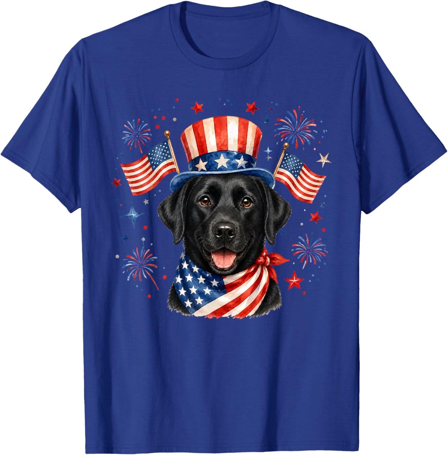 Patriotic Black Labrador Dog 4th of July American Flag T-Shirt - T-Shirt | Royal