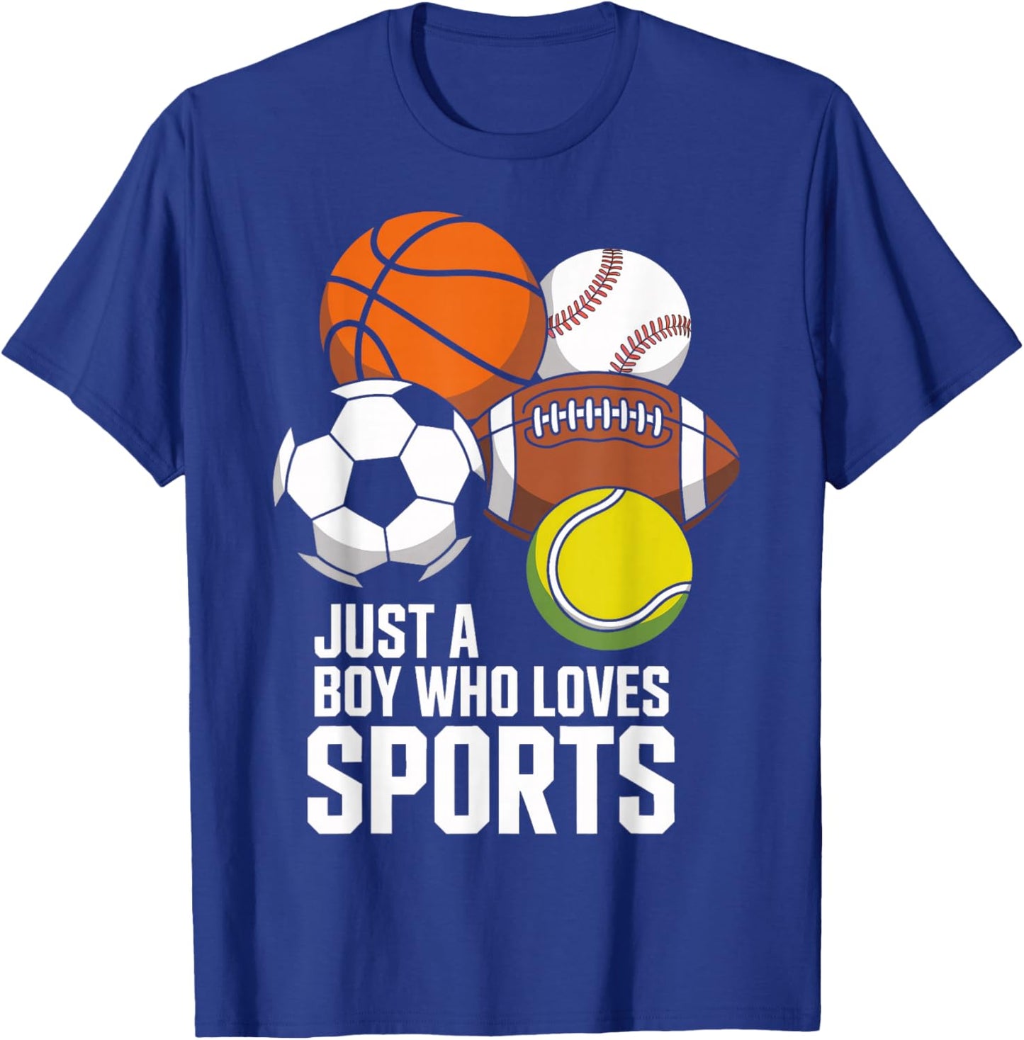 Sports Fan Just A Boy Who Loves Sports Football Kids T-Shirt - T-Shirt | Royal