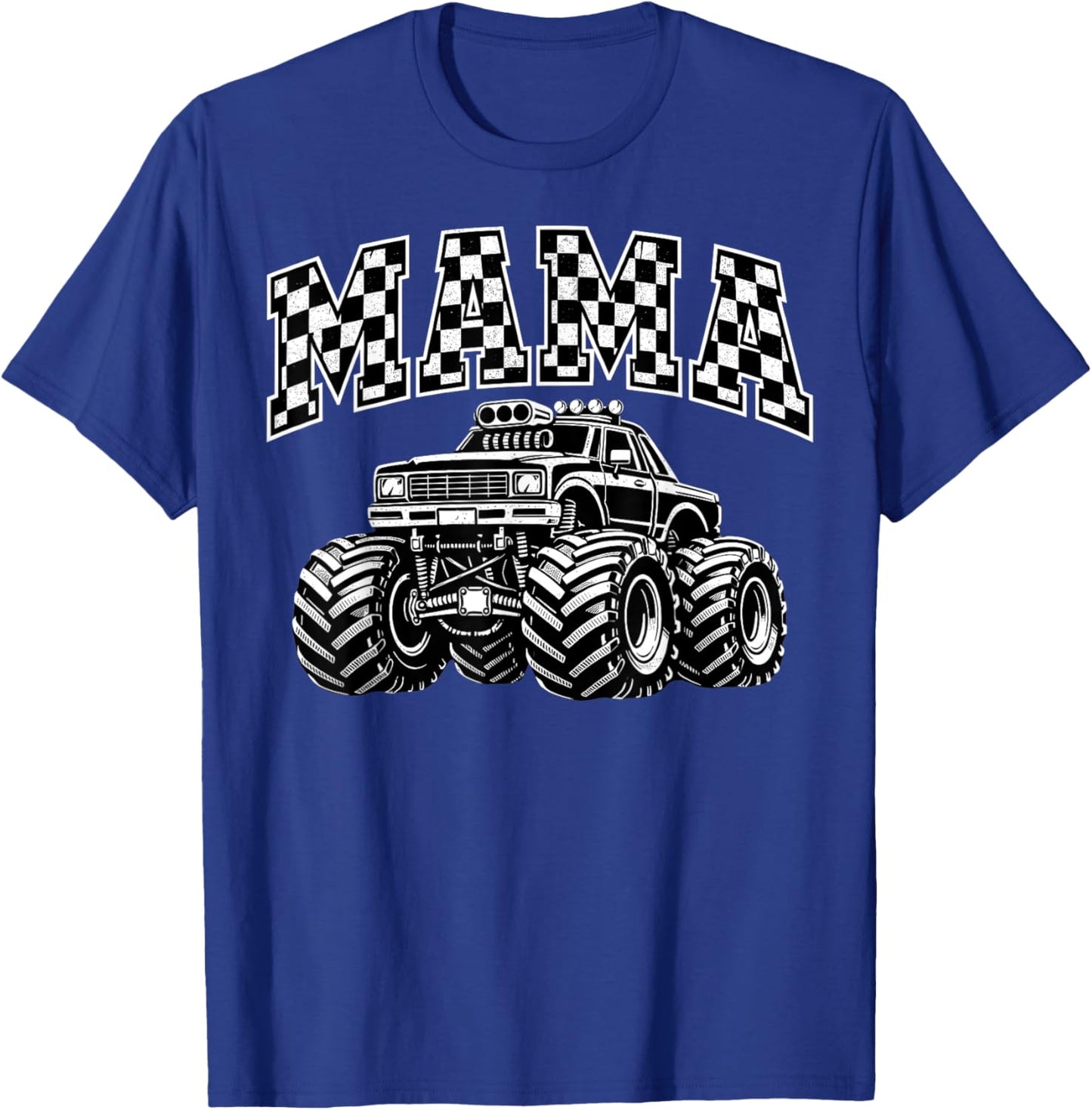 Retro Mama Monster Truck Birthday Matching Mom Monster Truck T-Shirt - T-Shirt | Royal