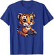 Cute Tiger Playing Video Games Fun T-Shirt - T-Shirt | Royal