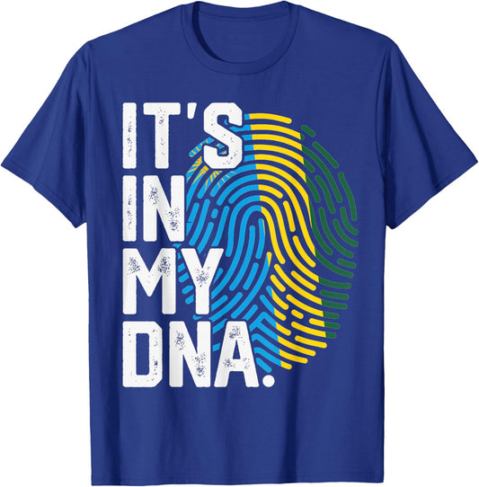 Rwanda Roots Flag Fingerprint Graphic Patriotic T-Shirt - T-Shirt | Royal