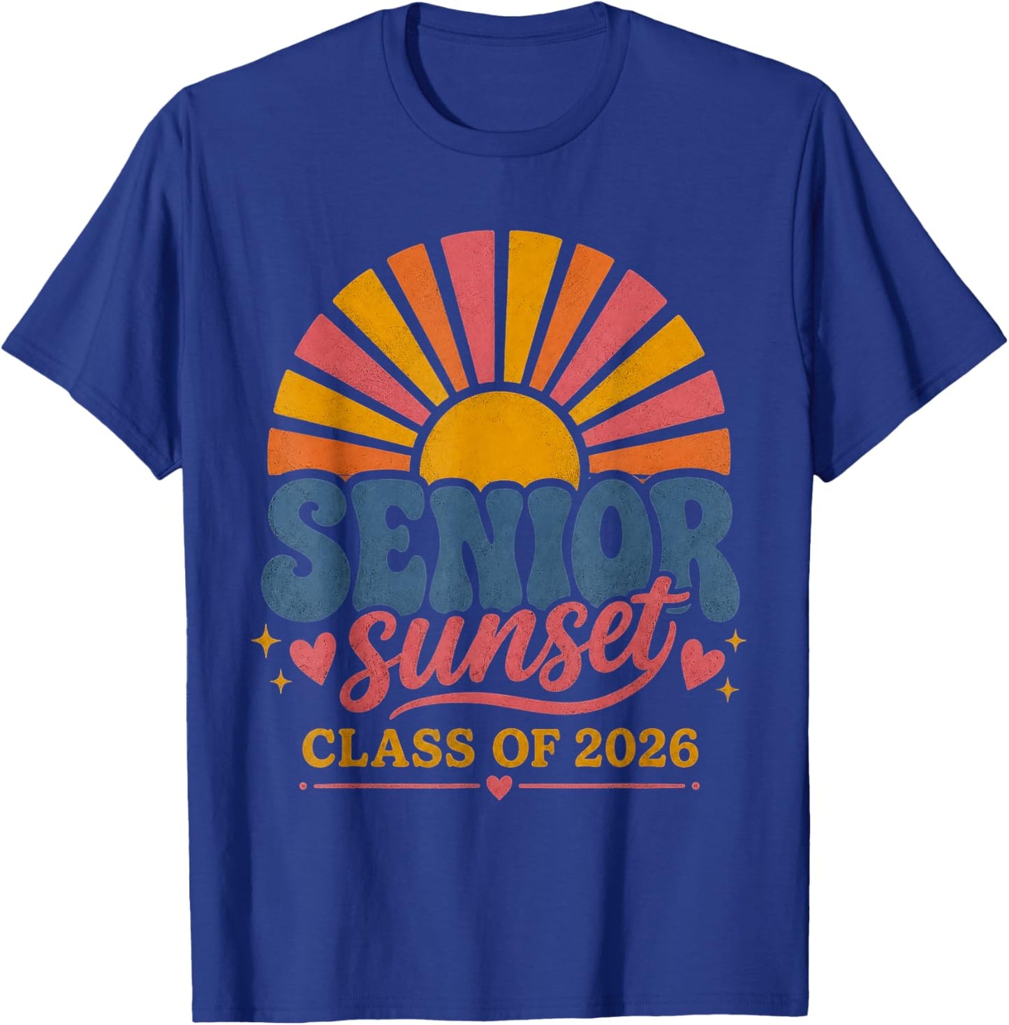 Senior Sunset Class of 2026 Retro Graduation Graphic T-Shirt - T-Shirt | Royal