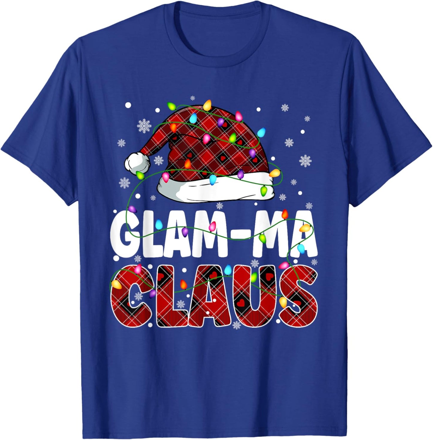 Glam ma Claus Merry Christmas Santa Hat Family Matching T-Shirt - T-Shirt | Royal