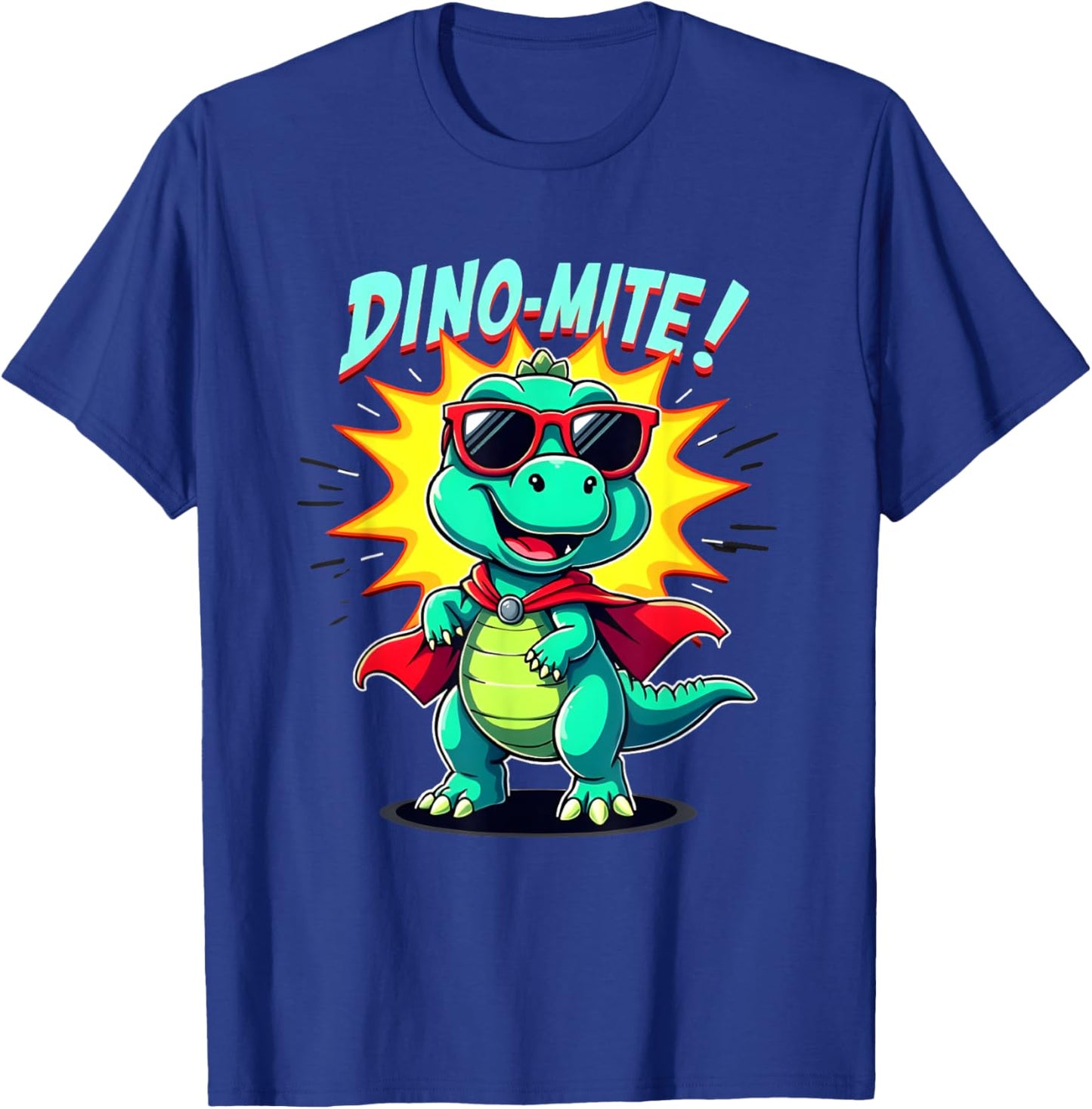Dino-Mite – Superhero T-Rex Graphic Pun for Kids T-Shirt - T-Shirt | Royal