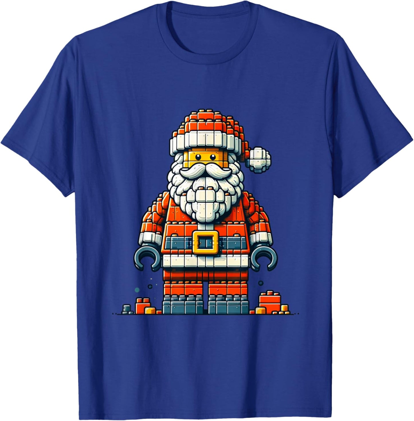 Christmas Builder Block Brick Building Santa Face Boys T-Shirt - T-Shirt | Royal