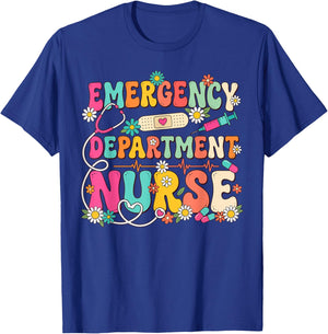 Groovy Emergency Department Nurse Stethoscope ER Nurse T-Shirt - T-Shirt | Royal