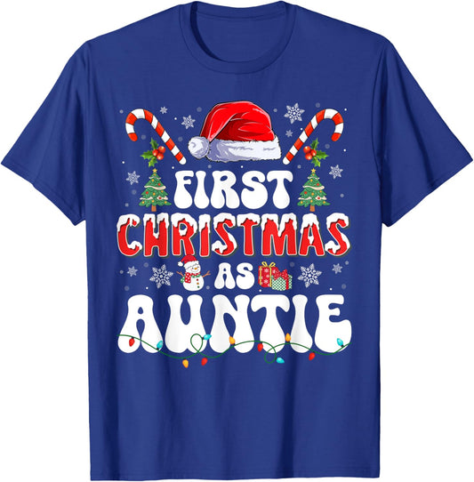 First Christmas As Auntie New Auntie Matching Family Pajamas T-Shirt - T-Shirt | Royal