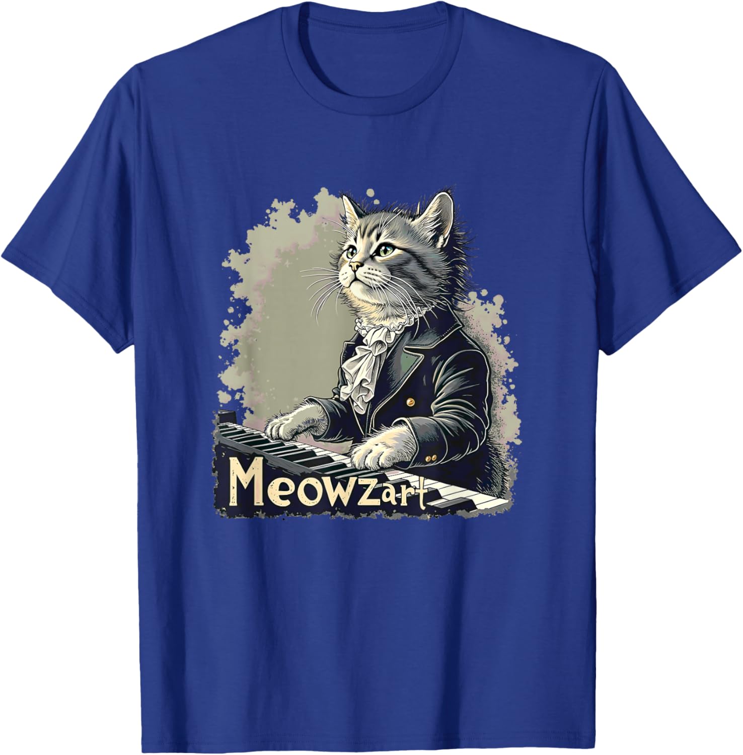 Meowzart Cat Mozart Piano Composer Classical Music Pianist T-Shirt - T-Shirt | Royal