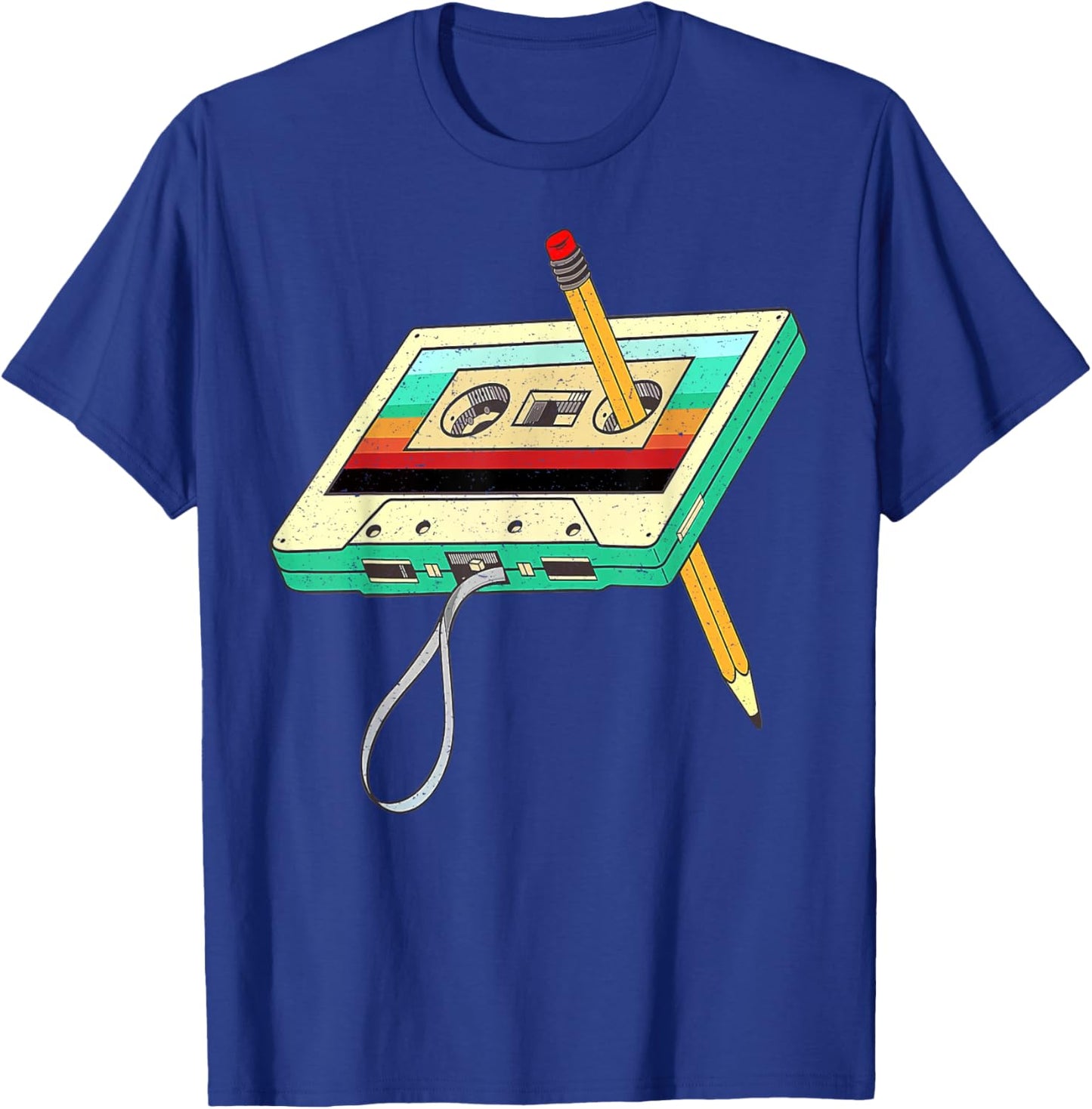 80s Cassette Tape Pencil 1980s Retro Vintage Throwback Music T-Shirt - T-Shirt | Royal
