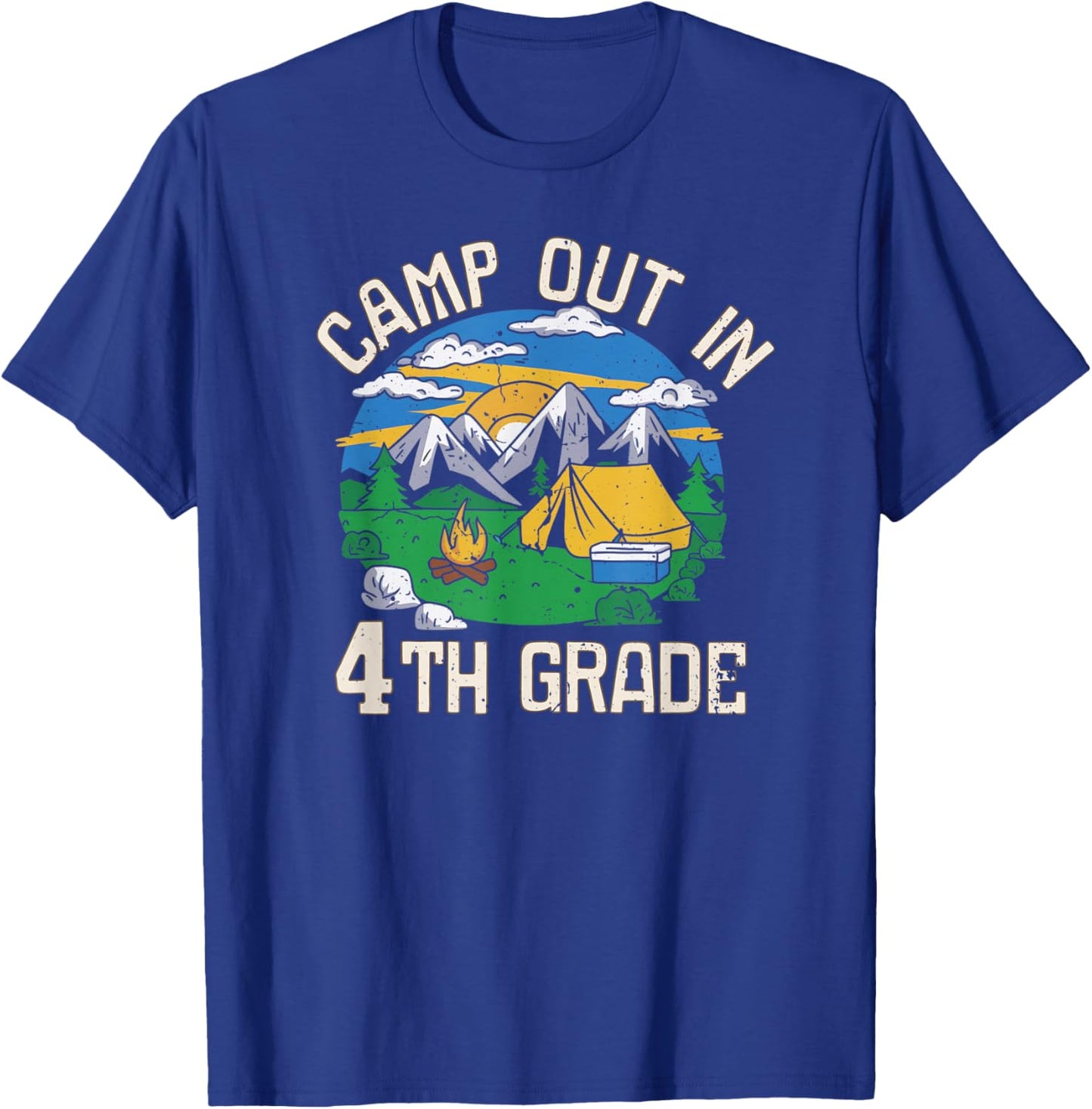 Camp out In 4th Grade Funny Camping Lovers Back to School T-Shirt - T-Shirt | Royal