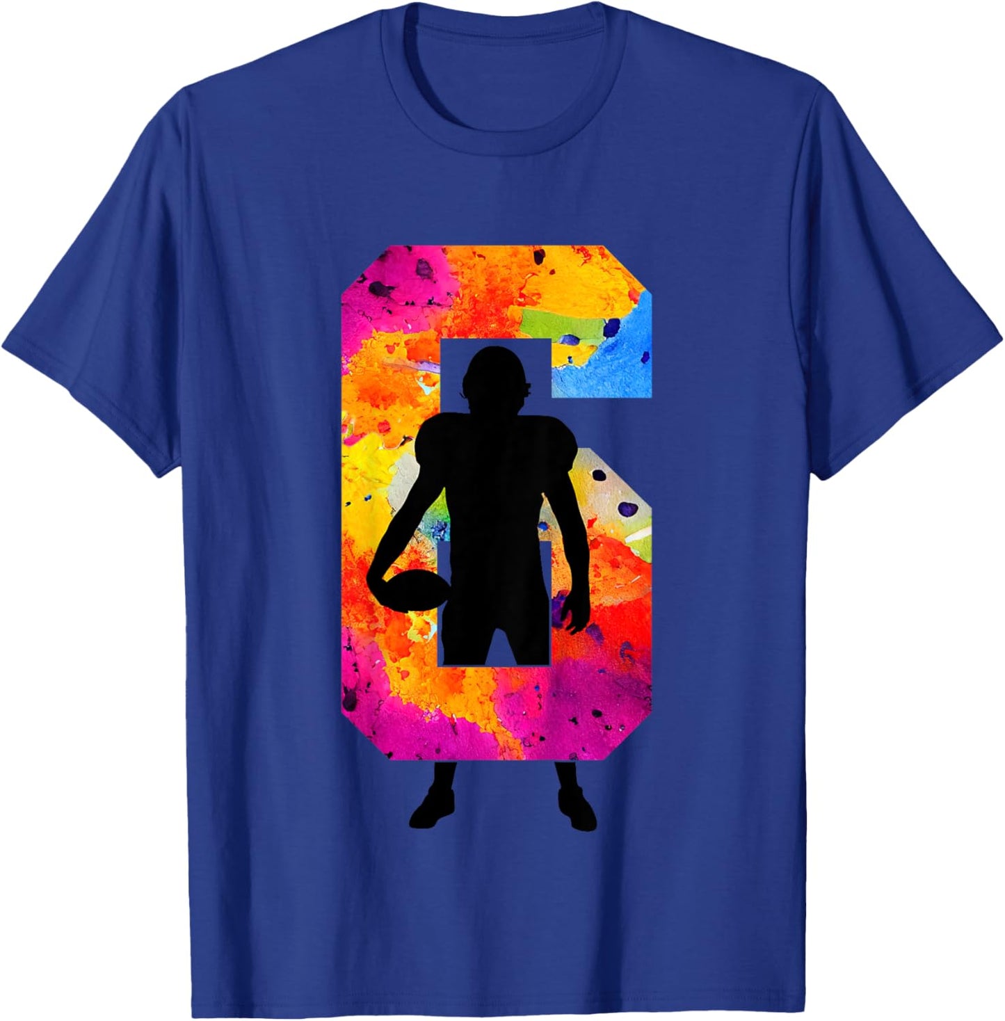Kids FOOTBALL PLAYER NUMBER 6 YEARS FOOTBALL 6TH BIRTHDAY T-Shirt - T-Shirt | Royal