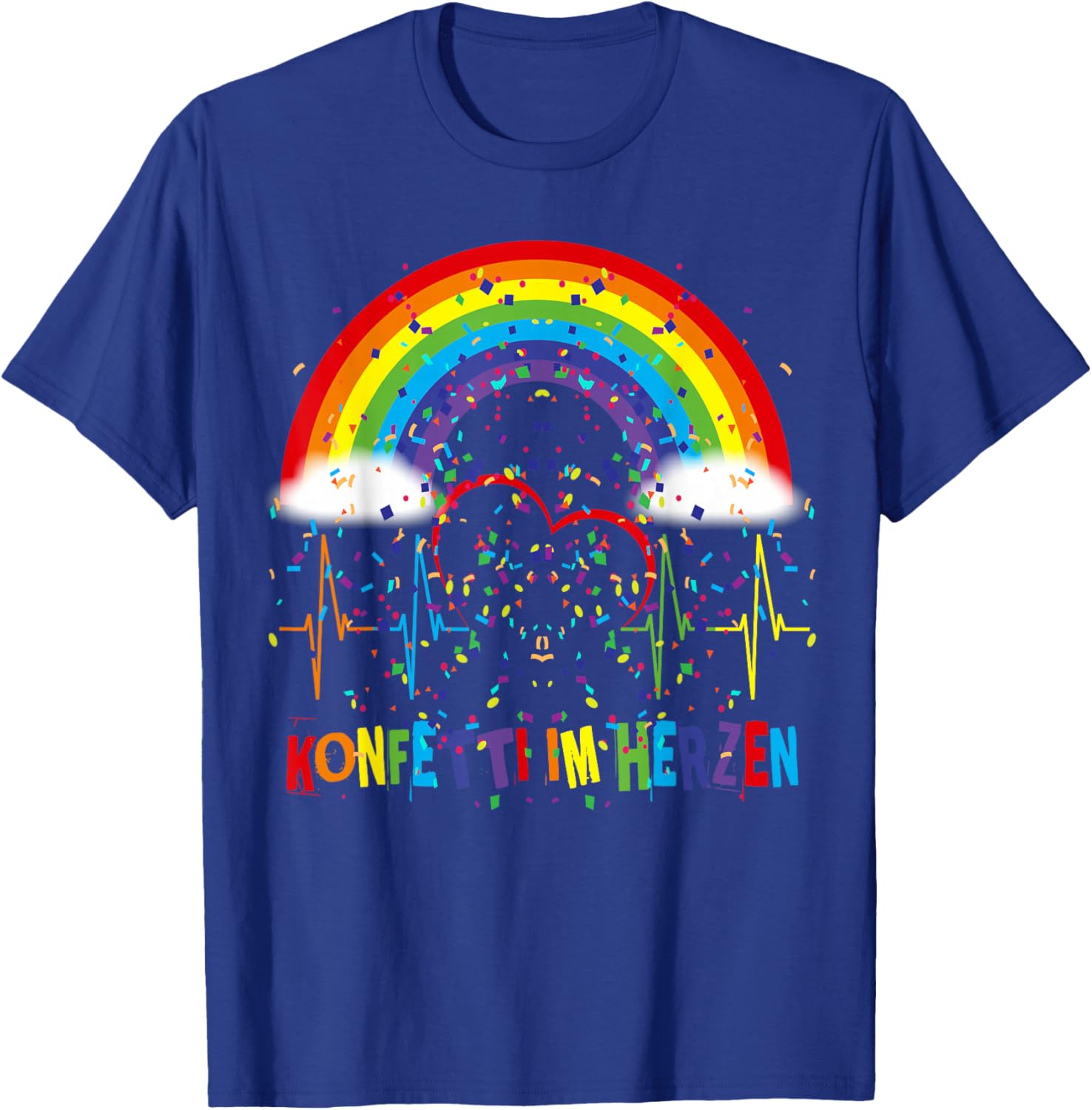 Funny Fancy Dress Party Saying Confetti in Heart Rainbow T-Shirt - T-Shirt | Royal