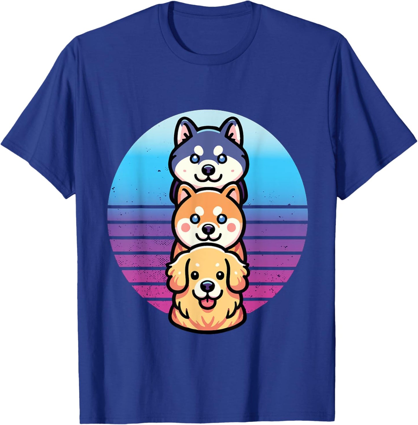 Husky Shiba Inu golden retriever dog cute stacked pet animal Men Women Kids T-Shirt - T-Shirt | Royal