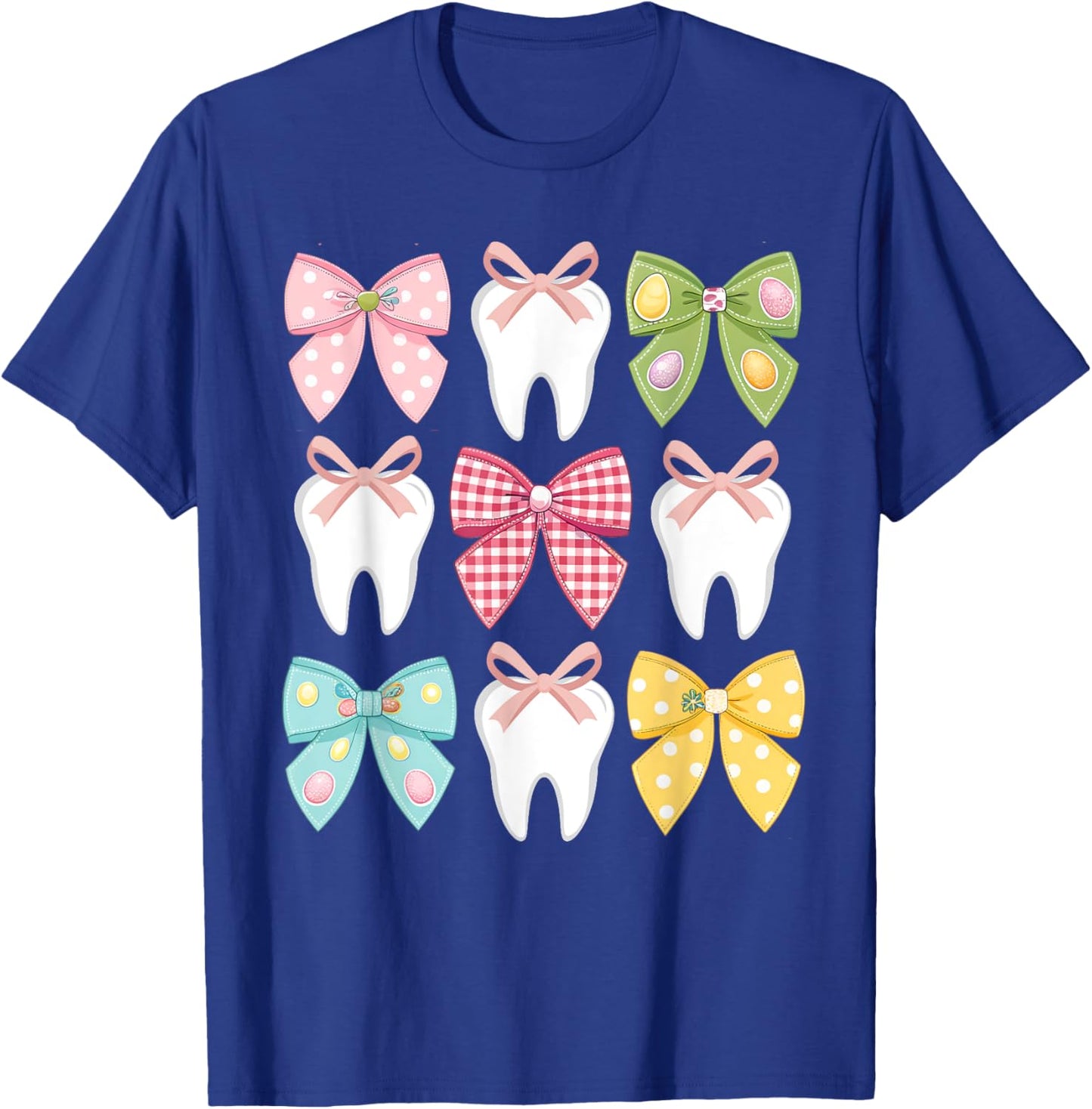 Cute Easter Bow Teeth Dental Squad Dentist Hygienist T-Shirt - T-Shirt | Royal
