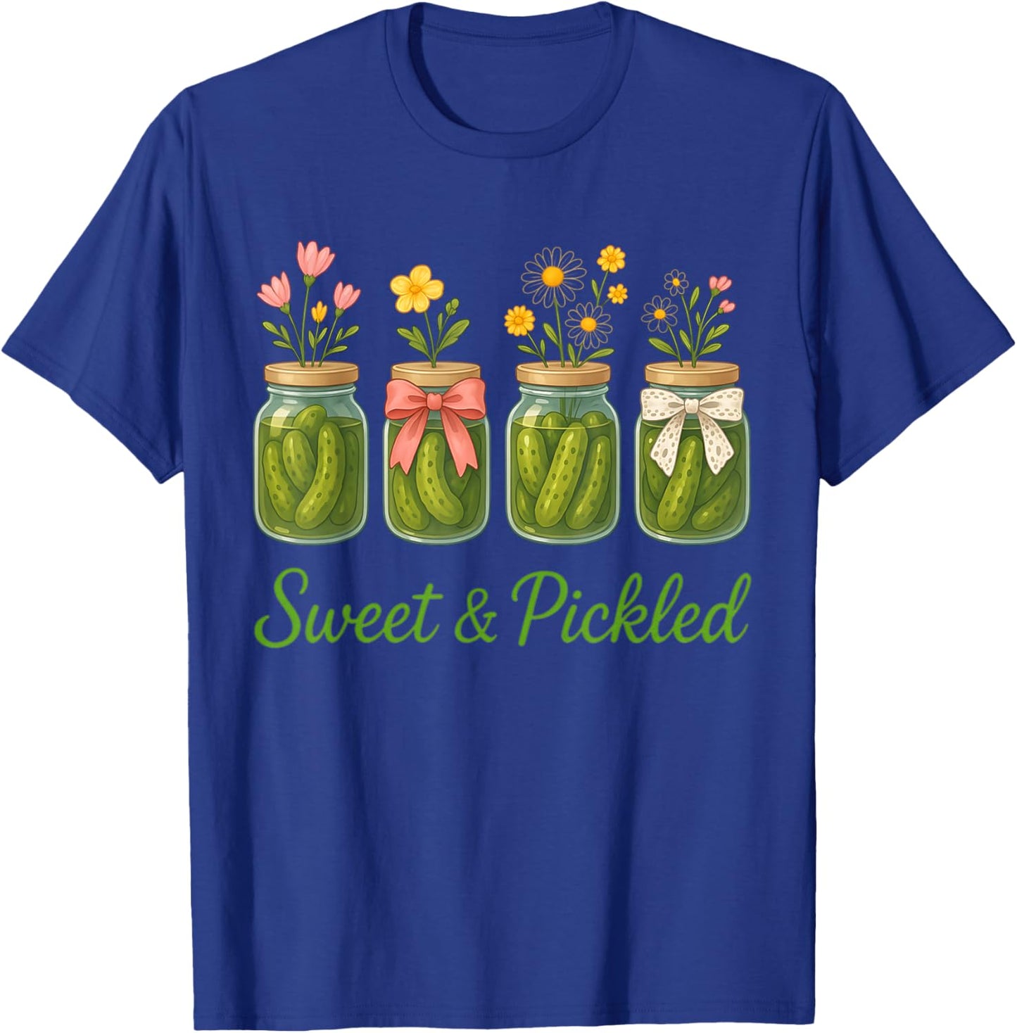 Vintage Canned Jar Pickles Wildflower Coquette Bow Women T-Shirt - T-Shirt | Royal