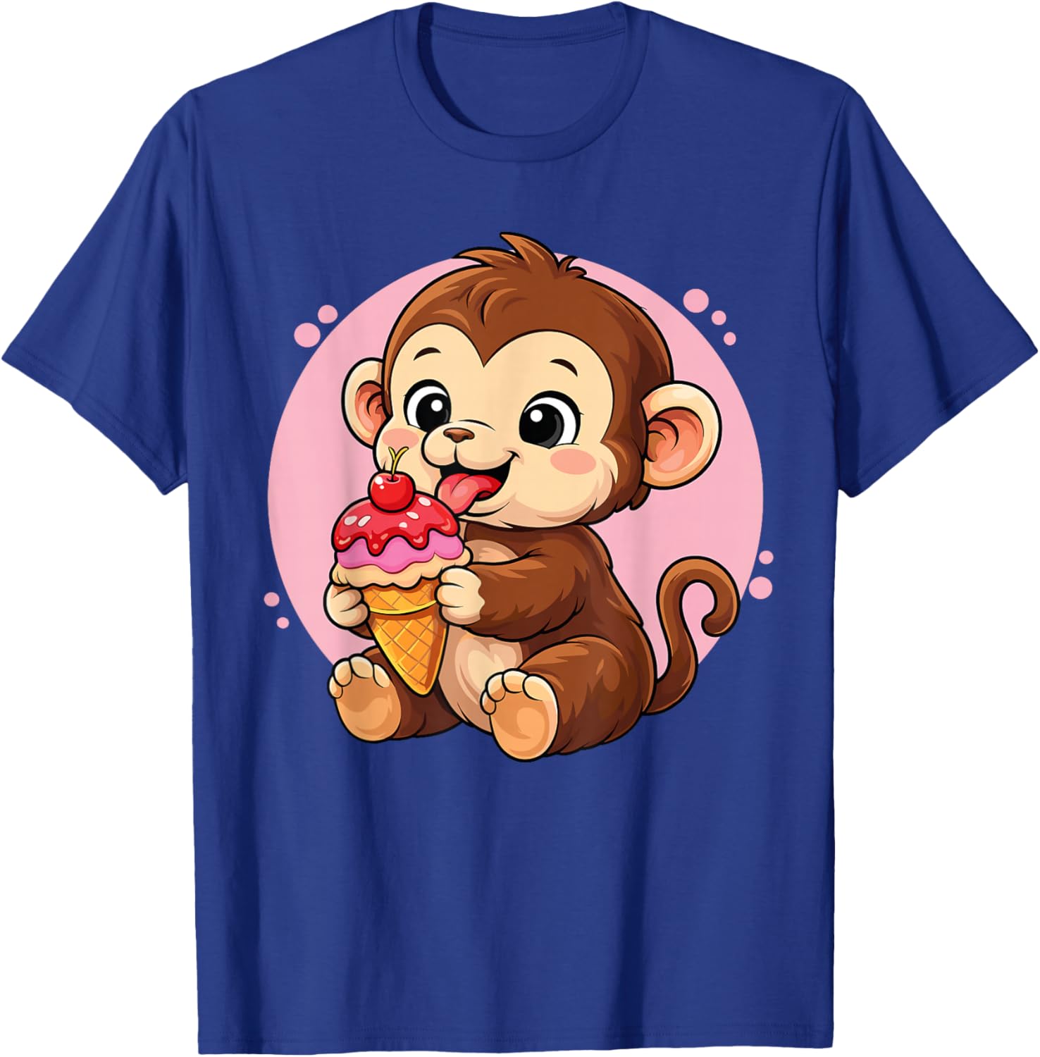 Monkey Eating Ice Cream Graphic Boys Girls Monkey Lover T-Shirt - T-Shirt | Royal