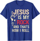Jesus Is My Rock And That Is How I Roll Christian Guitarist T-Shirt - T-Shirt | Royal