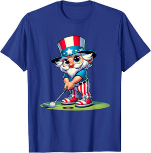 Golf Uncle Sam USA America 4th Of July Independence Day T-Shirt - T-Shirt | Royal