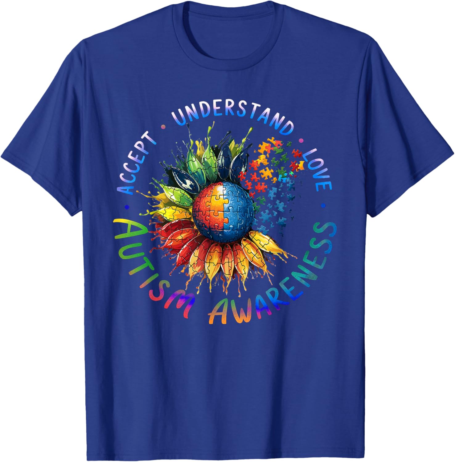 Autism Awareness Sunflower Men Women kids Autism Support T-Shirt - T-Shirt | Royal