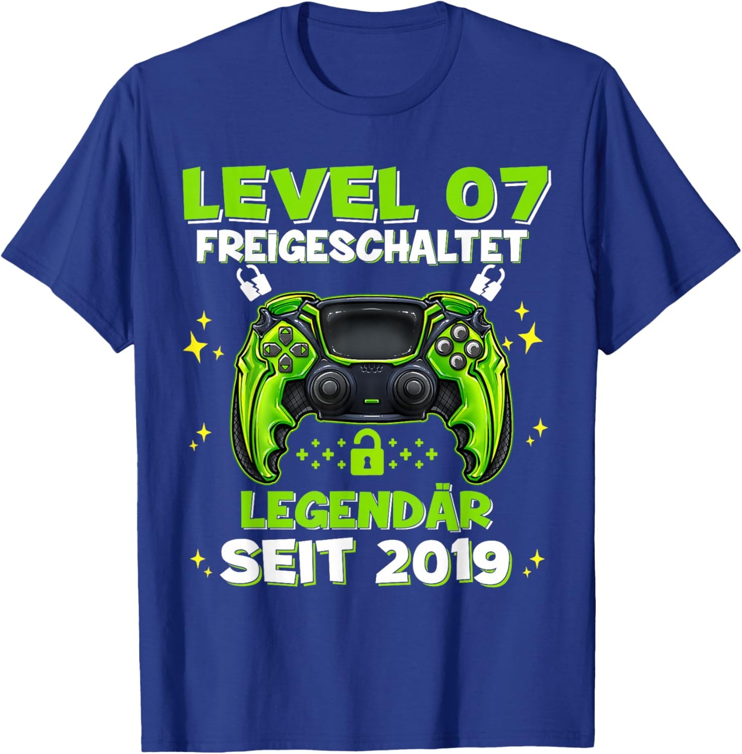 Level 7 Years Birthday Shirt Boy Gamer 2019 Birthday T-Shirt - T-Shirt | Royal