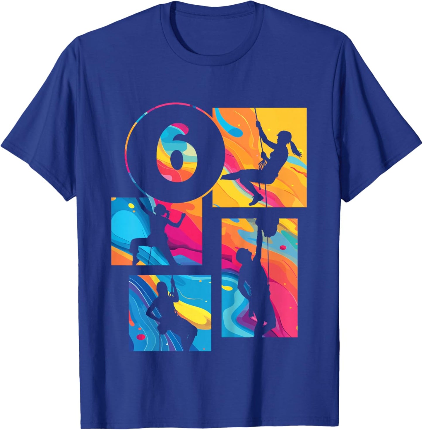 6th Birthday Climbing Rock Climber Bouldering 6 Years Old T-Shirt - T-Shirt | Royal