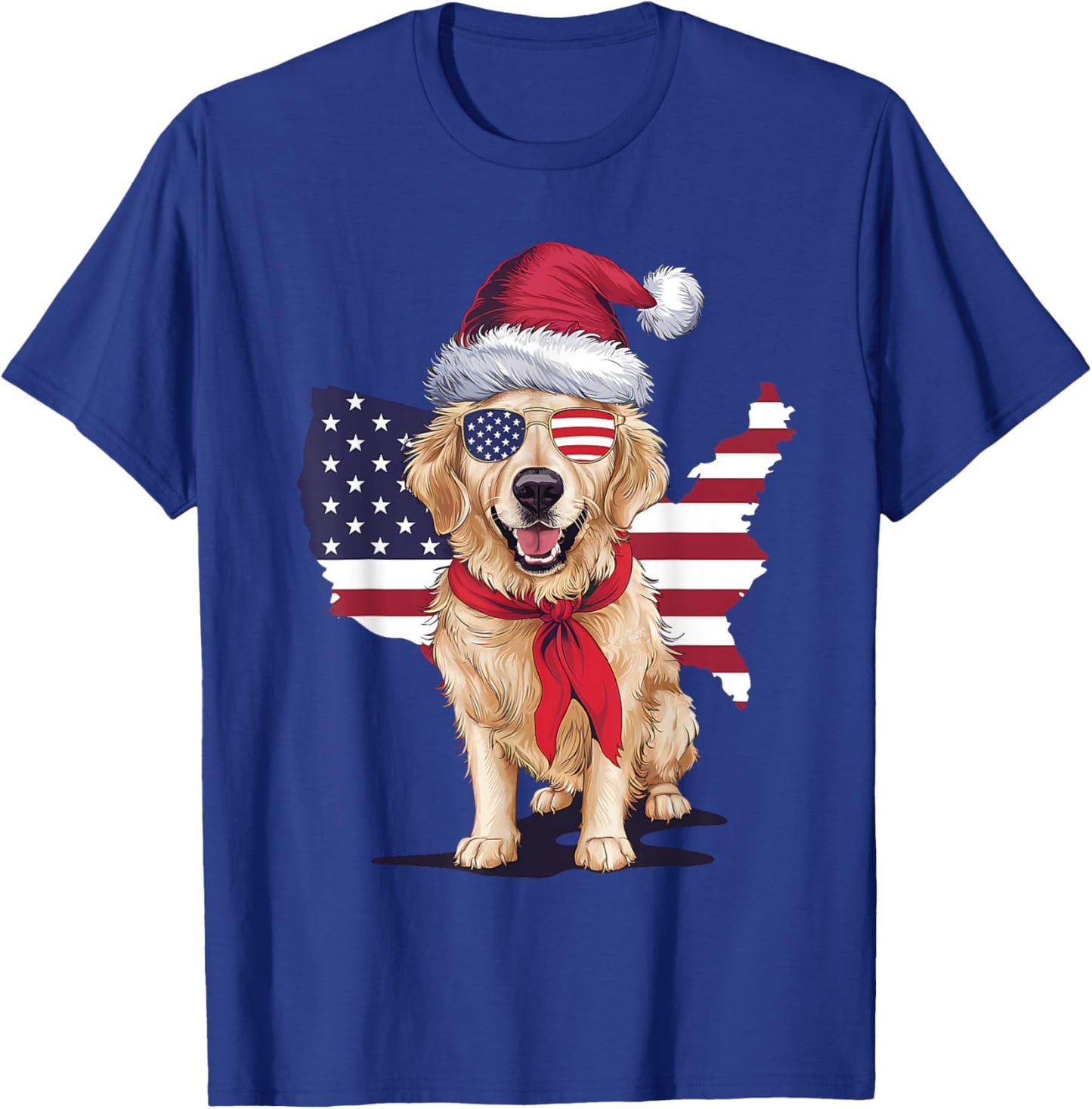 Golden Retriever American Flag 4th Of July Patriotic USA T-Shirt - T-Shirt | Royal