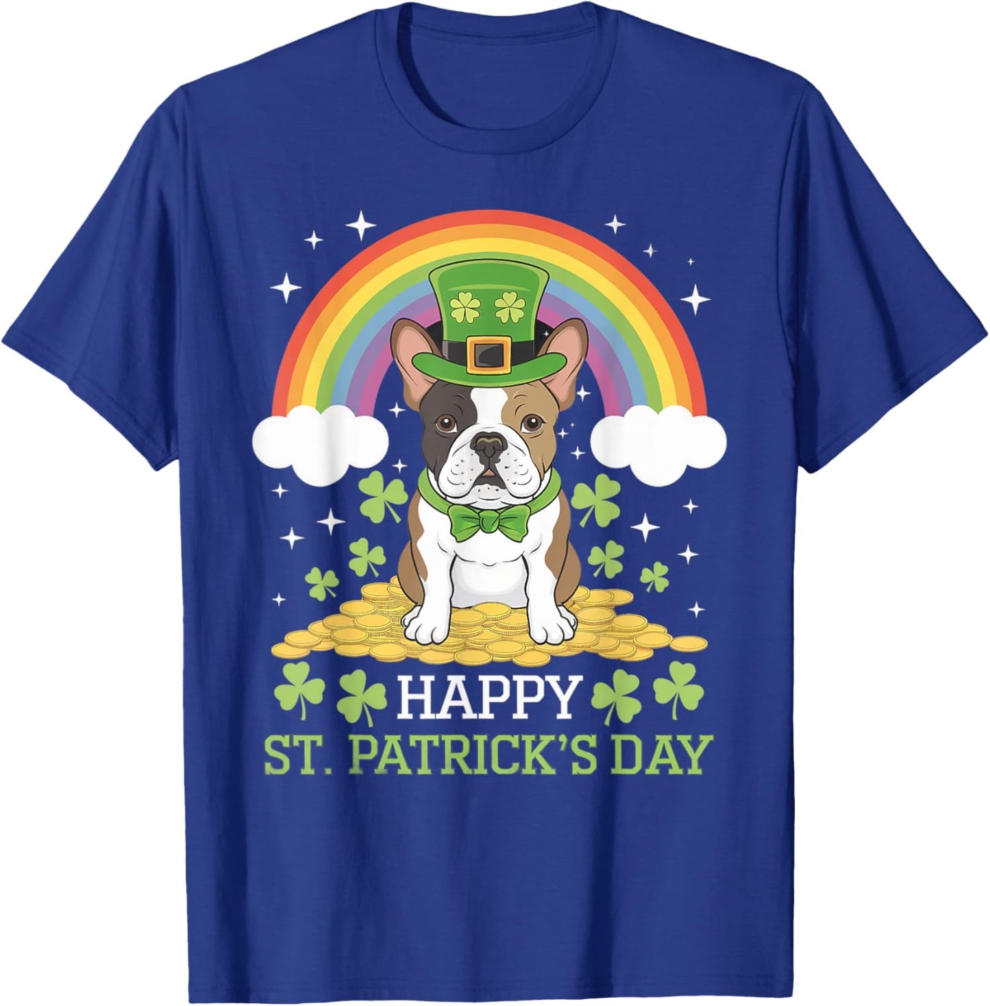 St. Patrick's Frenchie on French Bulldog Dog St Patricks Day T-Shirt - T-Shirt | Royal