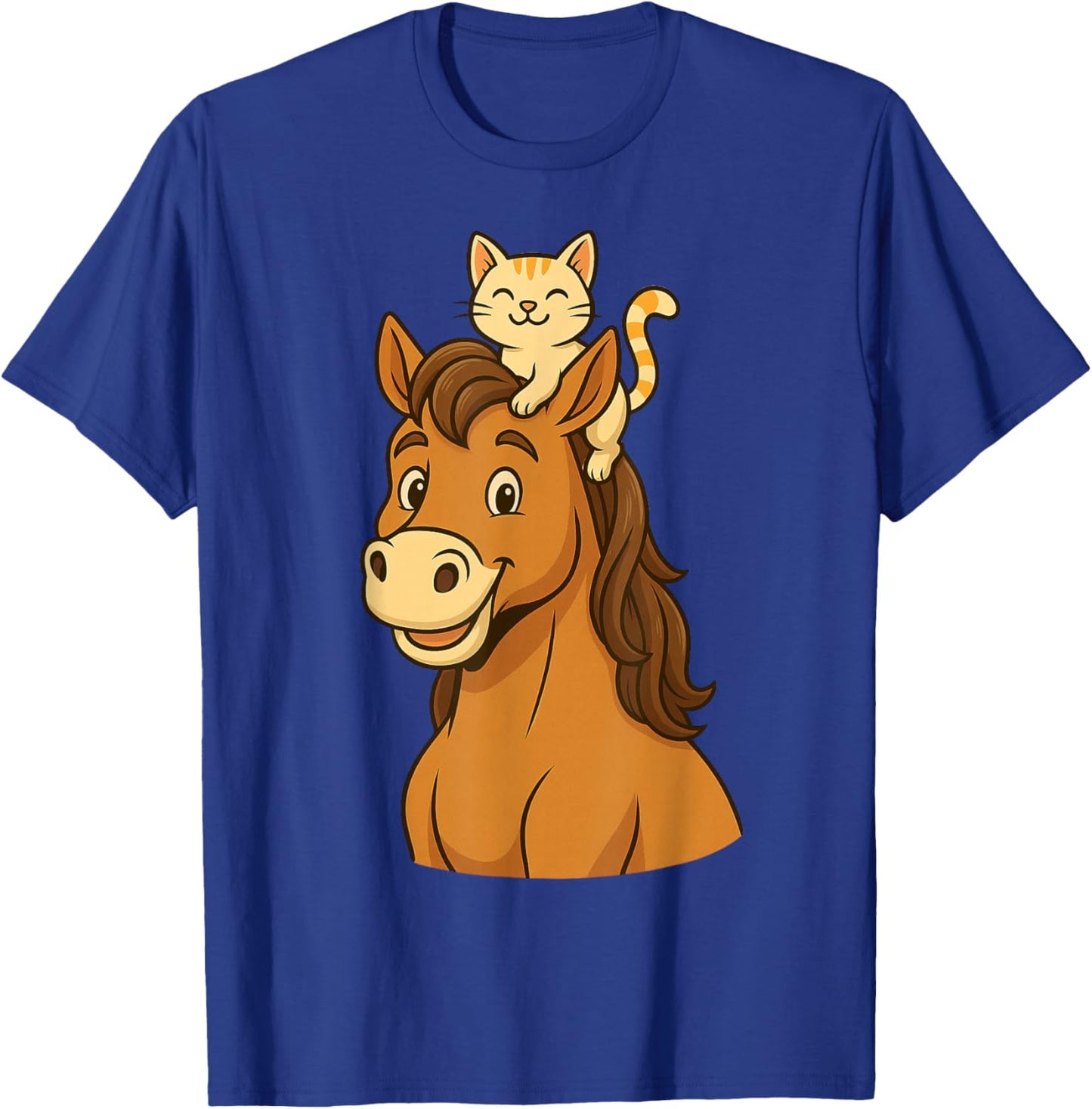 Cute Cat Riding Horse T-Shirt - T-Shirt | Royal