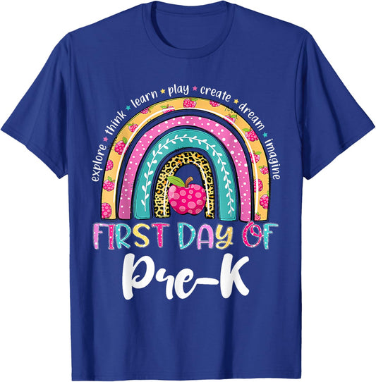 Back To School Shirt Rainbow Happy First Day Of Pre K Gift T-Shirt - T-Shirt | Royal