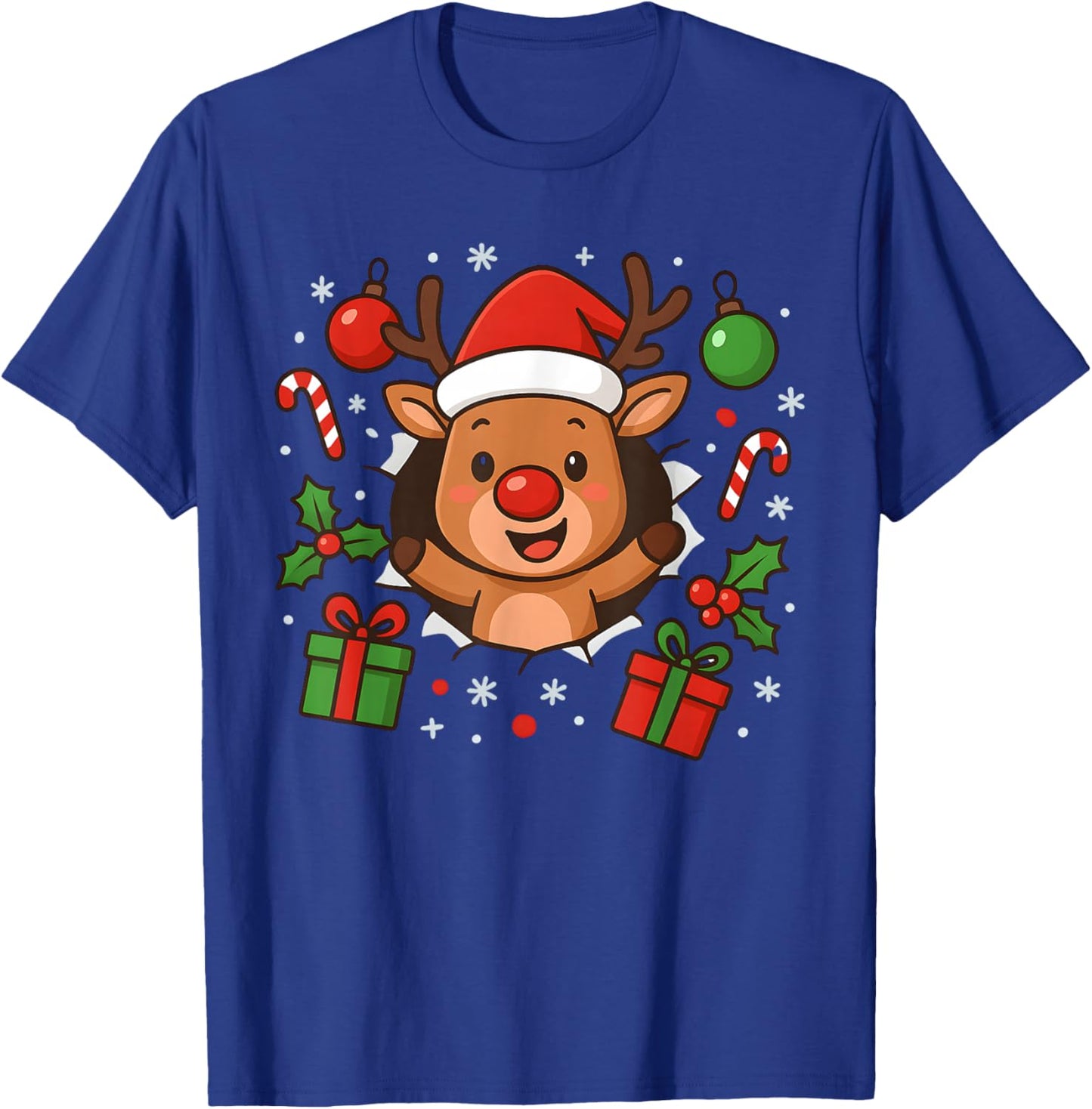 Funny Reindeer Christmas Cute Winter Holiday Cartoon Art T-Shirt - T-Shirt | Royal