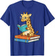 Reading Giraffe Funny Bookworm Safari Animal T-Shirt - T-Shirt | Royal