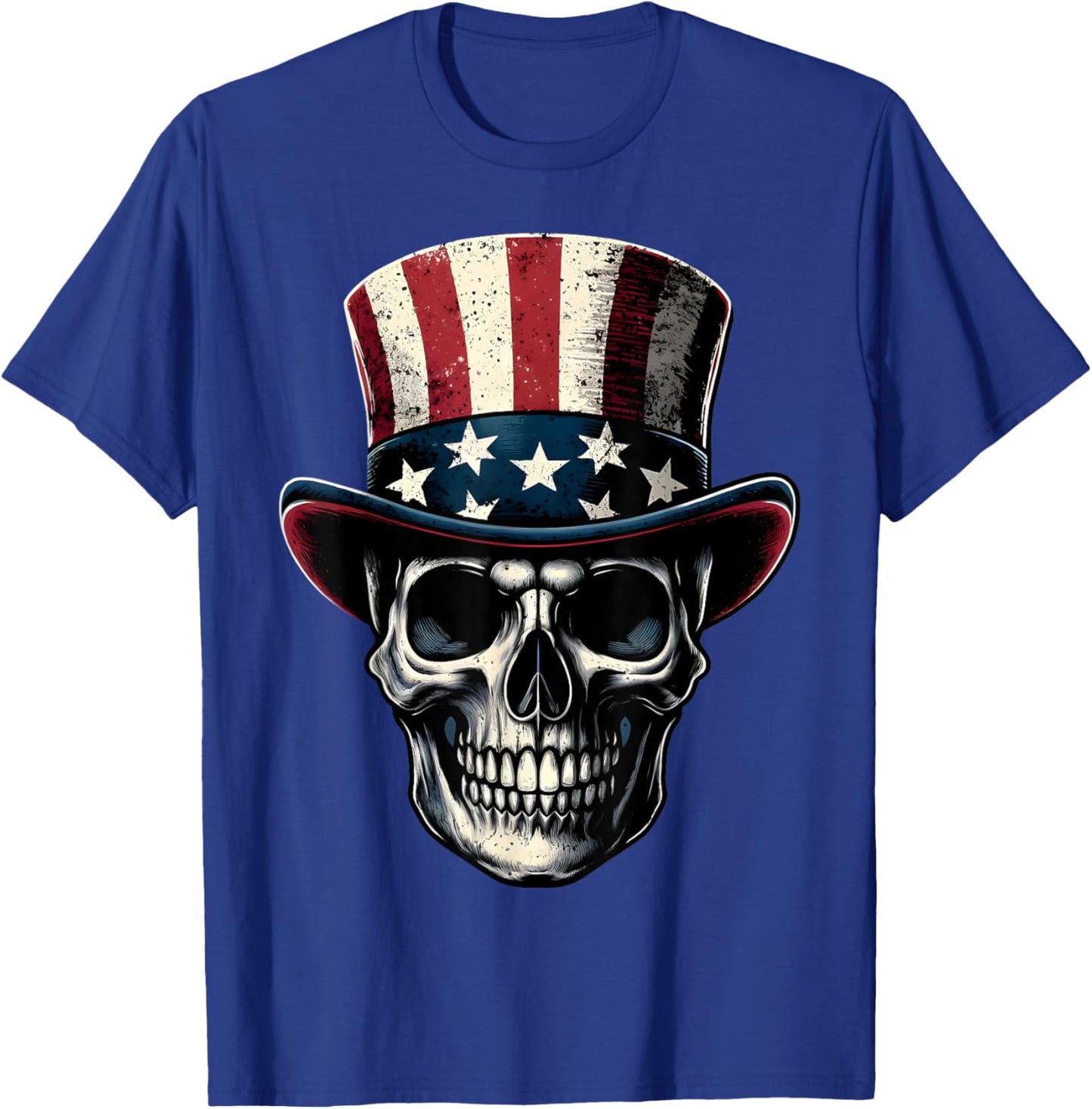 4th Of July Shirt American Flag Skull Skeleton Men T-Shirt - T-Shirt | Royal
