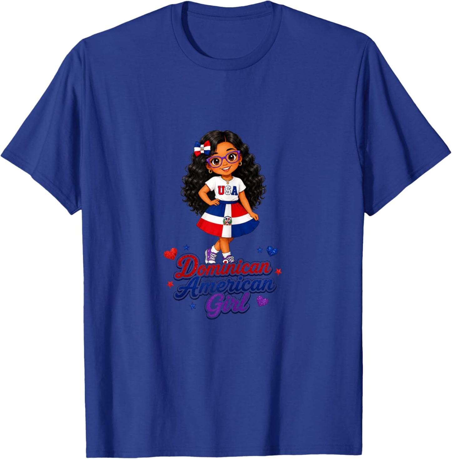Multi Cultural Day Dominican American Girl Pride Graphic T-Shirt - T-Shirt | Royal