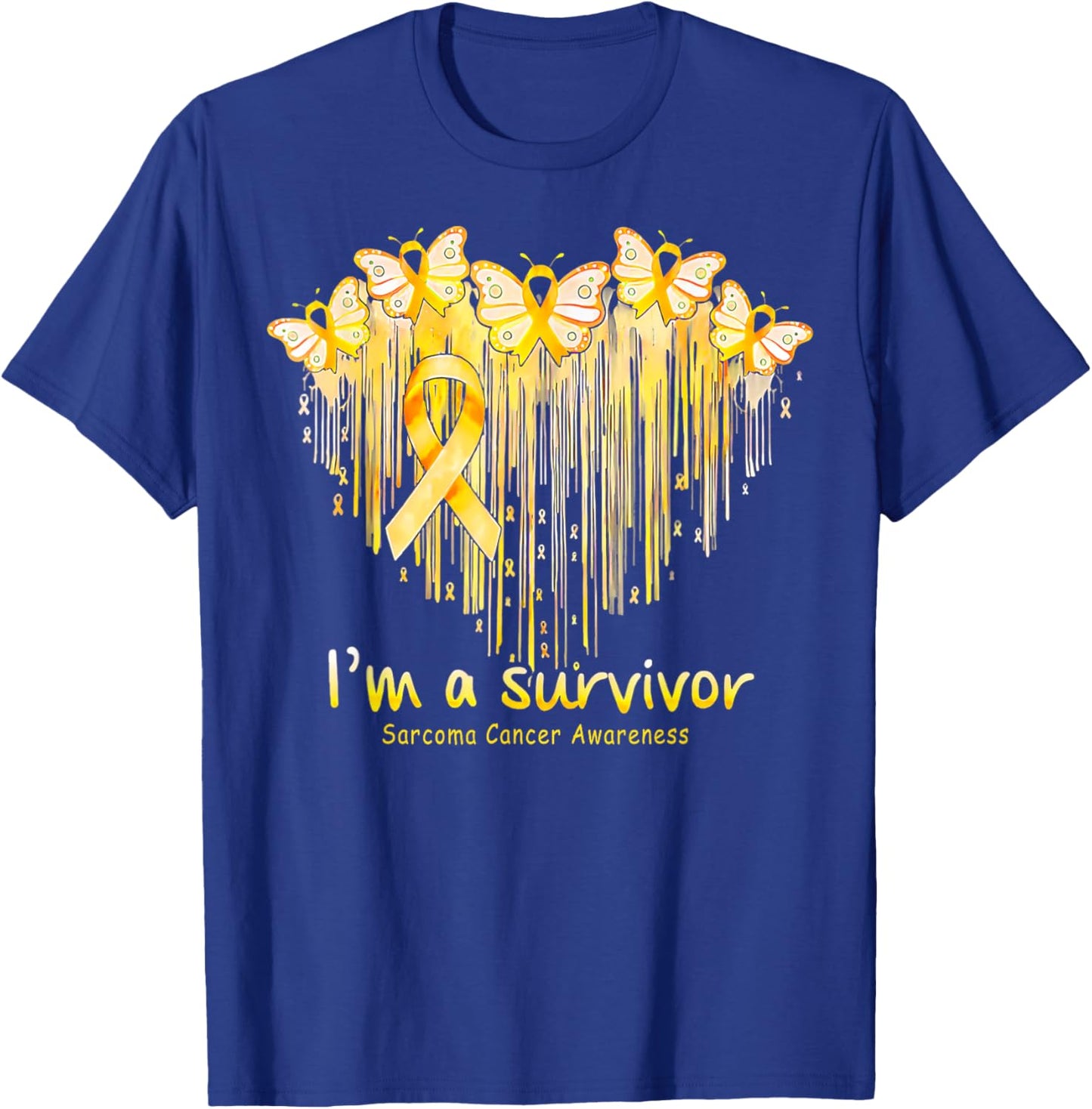 I'm A Survivor Sarcoma Cancer Awareness Heart Butterfly T-Shirt - T-Shirt | Royal
