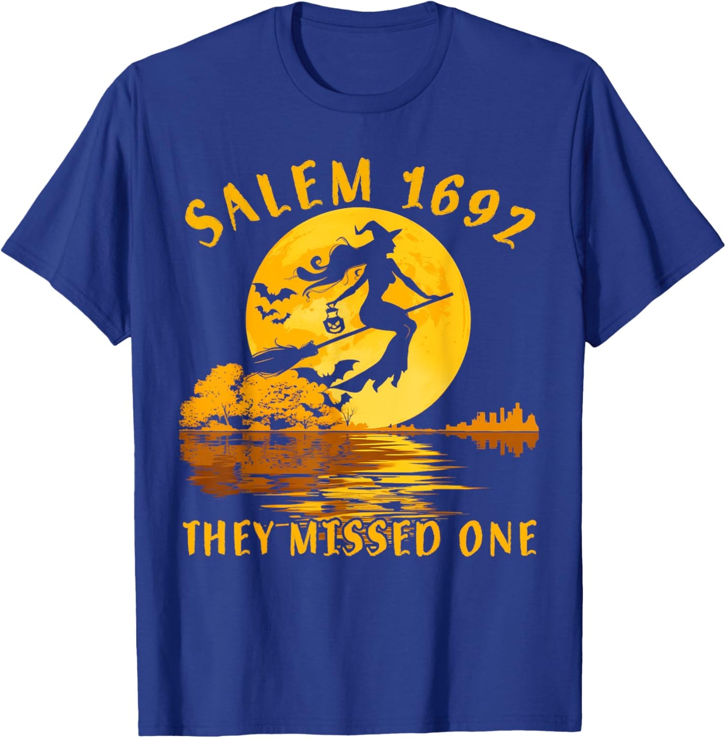 Salem 1692 They Missed One Witch Riding Broom Halloween T-Shirt - T-Shirt | Royal