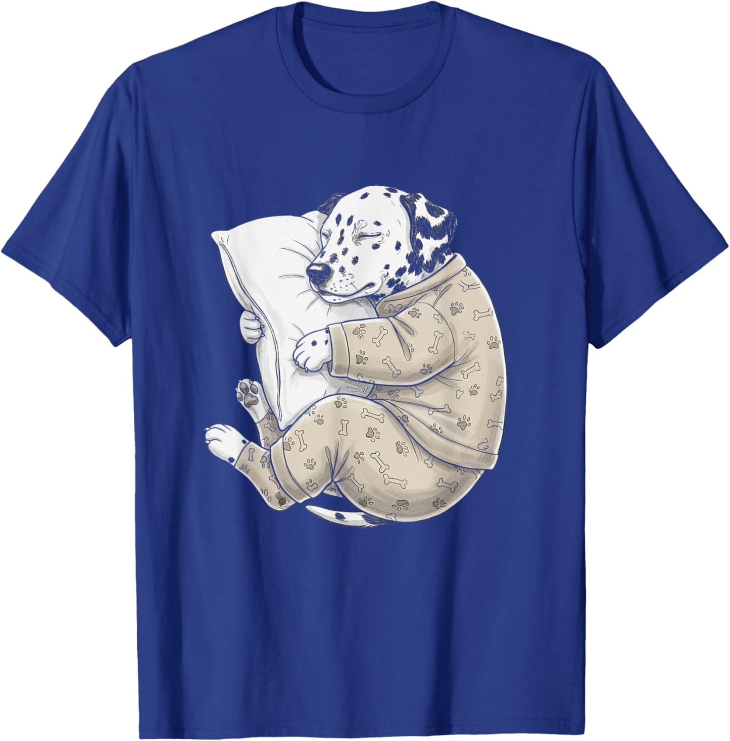 Funny Sleepy Dalmatian Dog Pajama Men Women Kids T-Shirt - T-Shirt | Royal