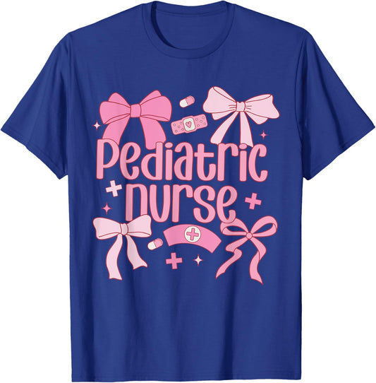 Cute Pink Coquette Bow Pediatric Nurse T-Shirt - T-Shirt | Royal